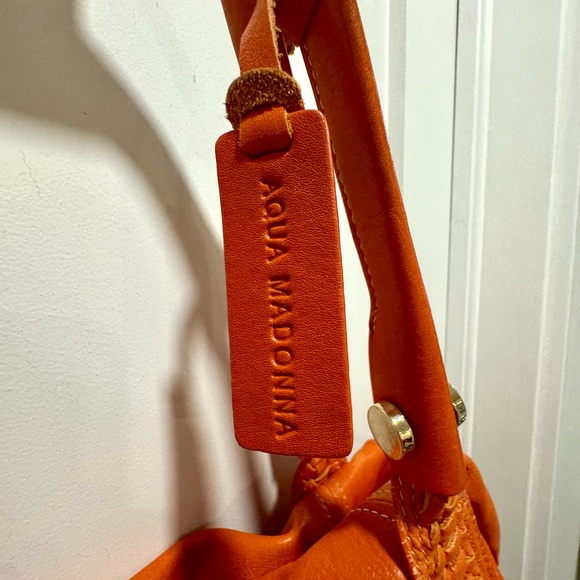 Aqua Maddonna Orange Leather handbag w/leopard lining. In excellent condition. - Picture 2 of 6